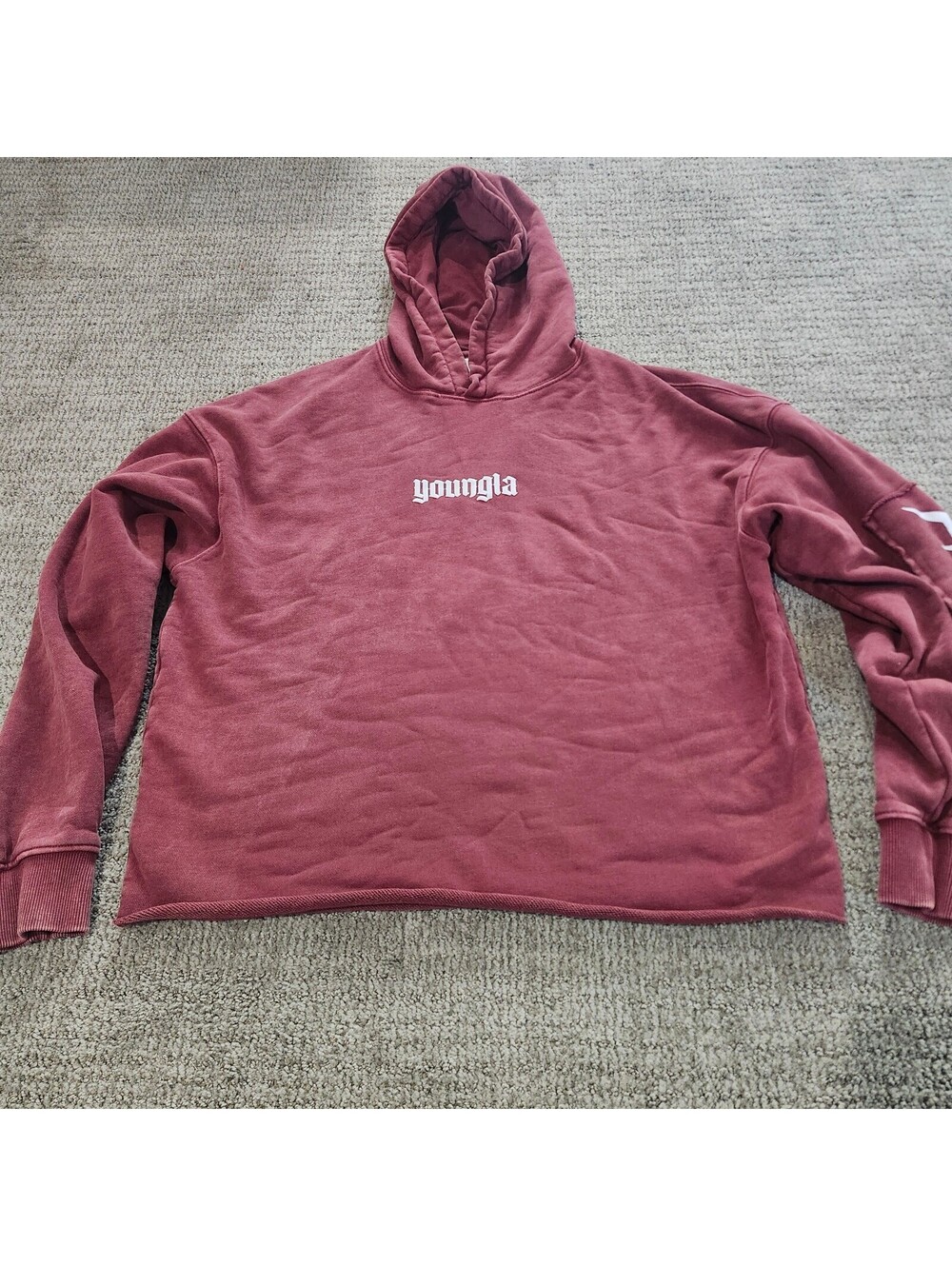YoungLA Medium Burgundy Hoodie Sweatshirt Men's Size Medium
